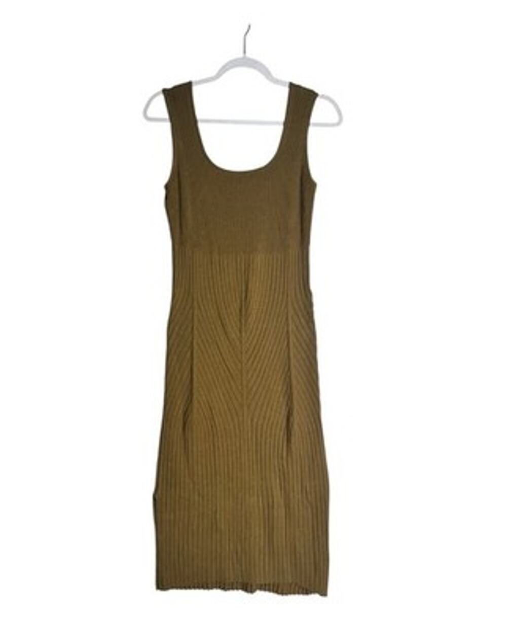 Maeve Anthropologie Womens Olive Green Knit Midi Dress 90s Minimalist Size Small